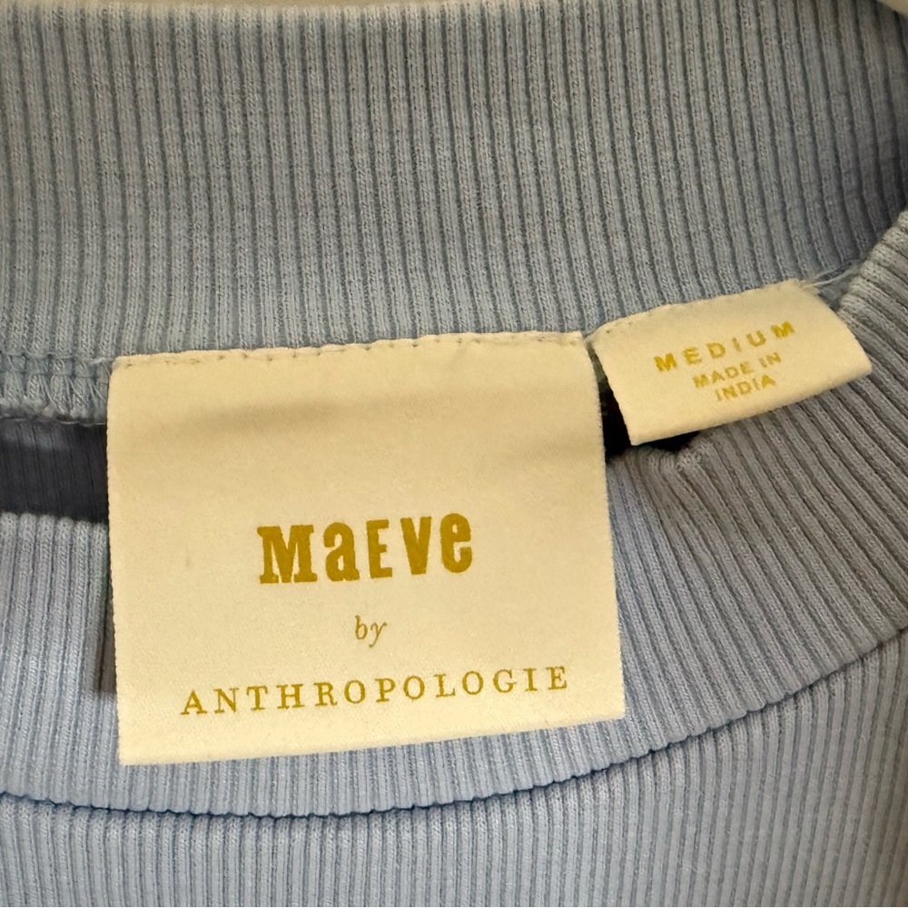 {Maeve by Anthropologie}-Size M-Light Blue Short Sleeve Top - Picture 4 of 6